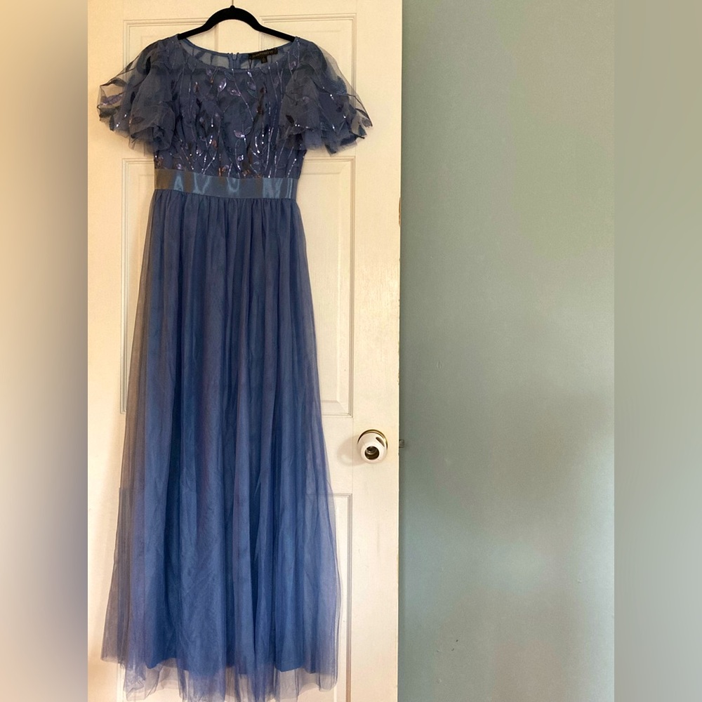 Ever Pretty Women's A-Line Sequin Leaf Maxi Prom Bridesmaid Dress with Sleeves
